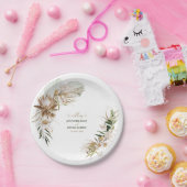 グリーン&金ゴールドボホボタニカル秋/ウィンターウェディング ペーパープレート (パーティー)