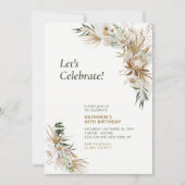 グリーン&金ゴールドボホマイルストーンアダルトバースデーパーティー 招待状 (正面)