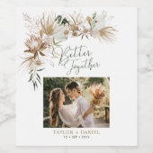 グリーン&金ゴールドボホ結婚ボタニカル写真 ワインラベル (シングルラベル)