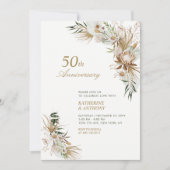 グリーン&金ゴールドボホ結婚ボタニカル記念日 招待状 (正面)
