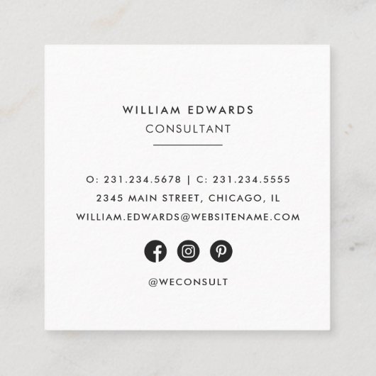 グリーン&金ゴールドマーブルマラカイトストーンスクエア スクエア名刺 (裏面)