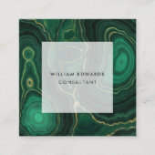 グリーン&金ゴールドマーブルマラカイトストーンスクエア スクエア名刺 (正面)