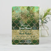 グリーン&金ゴールドマーメイドグはかりで測ラムブライダルシャワー 招待状 (スタンド正面)