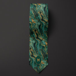 グリーン&金ゴールドマーリーモノグラム ネクタイ