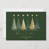 グリーン&金ゴールドミニマリストモダンのクリスマスツリー 招待状 (正面)