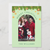 グリーン&金ゴールドメリークリスマスカスタムワンフォト シーズンカード (正面)