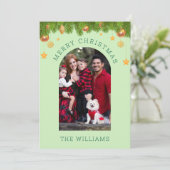 グリーン&金ゴールドメリークリスマスカスタムワンフォト シーズンカード (スタンド正面)