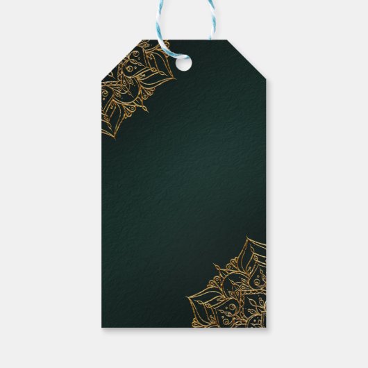 グリーン&金ゴールドモロッコアラビアンナイト結婚式の引き出物 ギフトタグ (裏面)