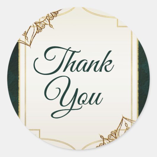 グリーン&金ゴールドモロッコアラビアンナイト結婚式の引き出物 ラウンドシール (正面)