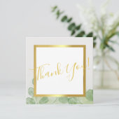 グリーン&金ゴールドユーカリサンキューカード 招待状 (スタンド正面)