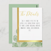 グリーン&金ゴールドユーカリ結婚プス ポストカード (正面/裏面)