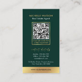 グリーン&金ゴールドロゴシック公証人実在不動産QRコード 名刺 (裏面)