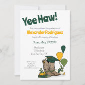 グリーン/金ゴールド卒業キャップカウボーイブーツ装置 招待状 (正面)