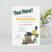 グリーン/金ゴールド卒業キャップカウボーイブーツ装置 招待状 (スタンド正面)