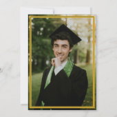 グリーン/金ゴールド卒業キャップカウボーイブーツ装置 招待状 (裏面)