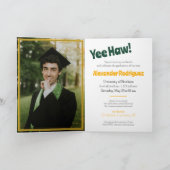 グリーン/金ゴールド卒業キャップカウボーイブーツ装置 招待状 (内部)