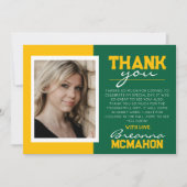 グリーン&金ゴールド卒業2写真サンキューカード 招待状 (正面)