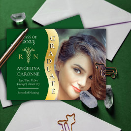 グリーン |金ゴールド大学院生Wave Caduceus RN看護グラード 案内状