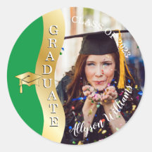 グリーン |金ゴールド大学院生Wave Grad Cap写真