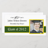 グリーン&金ゴールド学校の卒業写真のお知らせ 案内状 (正面/裏面)