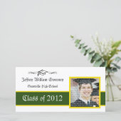 グリーン&金ゴールド学校の卒業写真のお知らせ 案内状 (スタンド正面)