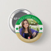 グリーン&金ゴールド学校選挙生徒体投票 缶バッジ (正面&裏面)