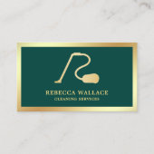 グリーン/金ゴールド掃除機の清掃サービス 名刺 (正面)