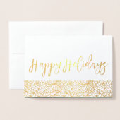 グリーン&金ゴールド華美ハッピーホリデー 箔カード (封筒付き正面)