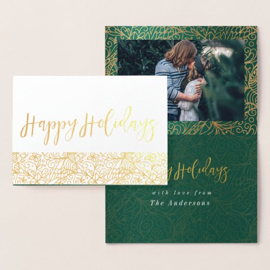 グリーン&金ゴールド華美ハッピーホリデー 箔カード (ディスプレー)