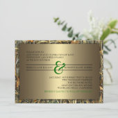 グリーン&金ゴールド迷彩柄結婚式招待状 招待状 (スタンド正面)