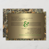 グリーン&金ゴールド迷彩柄結婚式招待状 招待状 (正面/裏面)