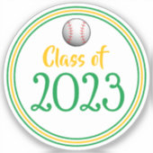 グリーン&金ゴールド野球クラス卒業 シール (正面)