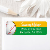 グリーン&金ゴールド野球住所 ラベル (インサイチュ)