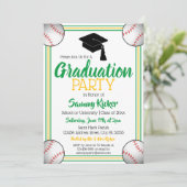 グリーン&金ゴールド野球卒業パーティー 招待状 (スタンド正面)