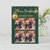 グリーン&金ゴールド4フォトコラージュエレガントクリスマス シーズンカード (スタンド正面)