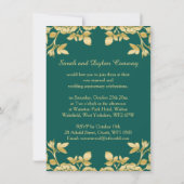 グリーン&金ゴールド·イングリッシュバラの誓い結婚の更新 招待状 (裏面)