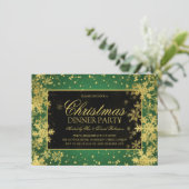 グリーン·金ゴールド·クリスマス·ディナー·ウィンター·スノーフレーク 招待状 (スタンド正面)