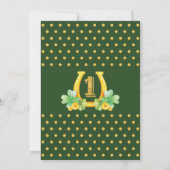 グリーン·金ゴールド·シャムロック·ラッキー1歳の誕生日パーティー 招待状 (裏面)