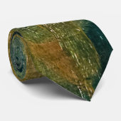 グリーン&金ゴールド、ジェルプリント抽象芸術 ネクタイ (ロール)