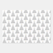 グリーン、金ゴールド、ブラックラインアートクリスマスツリー ラッピングペーパーシート (正面3)