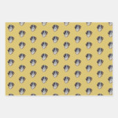 グリーン、金ゴールド、ホワイトサンベルナールイラストレーション ラッピングペーパーシート (正面2)