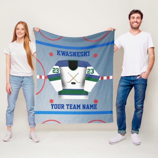 グリーン|青い時アイスホッケーリンク|プレーヤージャージー フリースブランケット (インサイチュ)