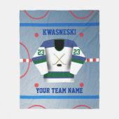 グリーン|青い時アイスホッケーリンク|プレーヤージャージー フリースブランケット (正面)