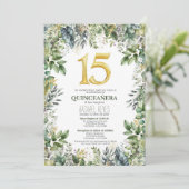 グリーン×15歳誕生日パーティー招待状テンプレート 招待状 (スタンド正面)