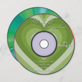 グリーン 2000年代 オーラ ハーツ ミュージック CD 誕生日 招待状 (正面/裏面)