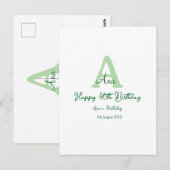 グリーン 40歳の誕生日 お名前 モノグラム 現代的 ポストカード (正面/裏面)