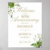 グリーン 50周年結婚記念 ウェルカムサイン ポスター (正面)