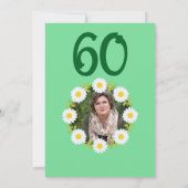 グリーン 60歳の誕生日 シンプルな赤いひまわり 招待状 (裏面)
