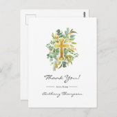 グリーン Baptism or Christening 感謝カード ポストカード (正面/裏面)