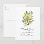 グリーン Baptism or Christening 感謝 ポストカード (正面/裏面)